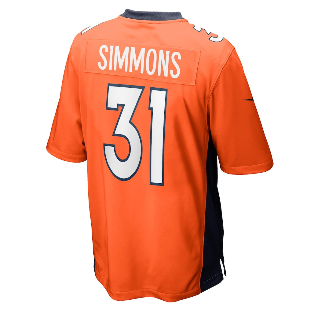 Punc D.Broncos #31 Justin Simmons Orange Game Jersey