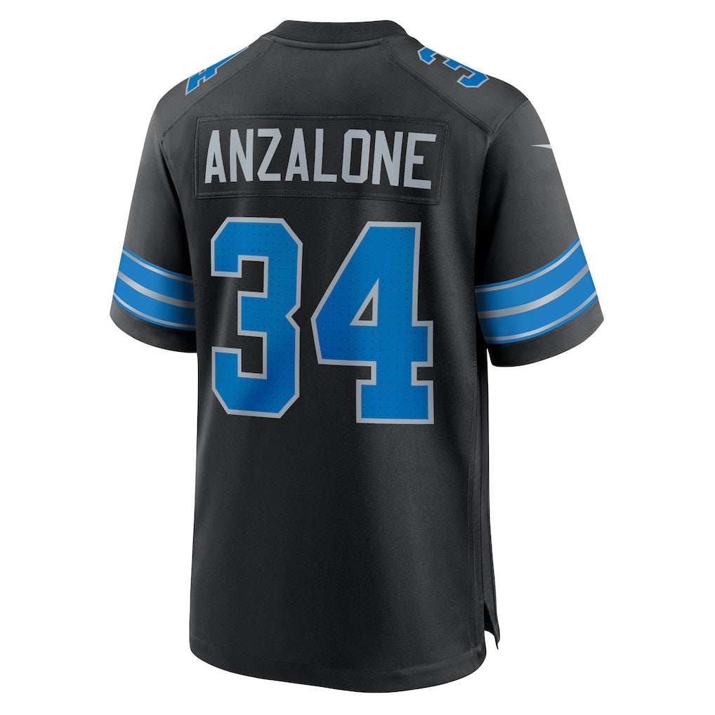 Punc D.Lions #34 Alex Anzalone Black 2nd Alternate Game Jersey