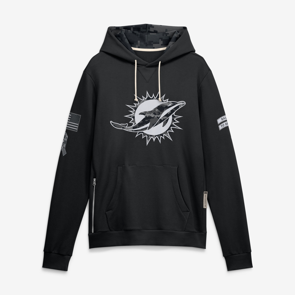 Punc M.Dolphins Black 2026 Salute to Service Sideline Dri-FIT Pullover Hoodie Jerseys