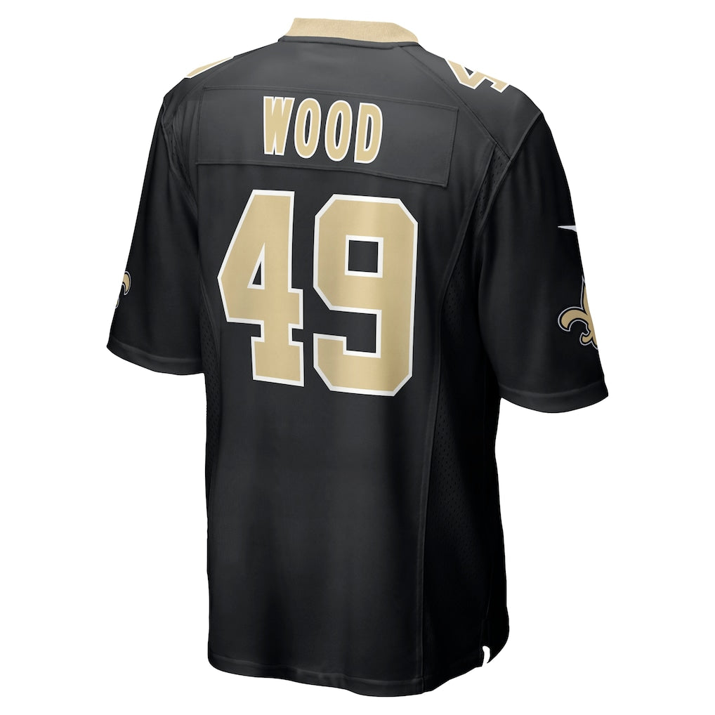 Punc NO.Saints #49 Zach Wood Black Game Jersey