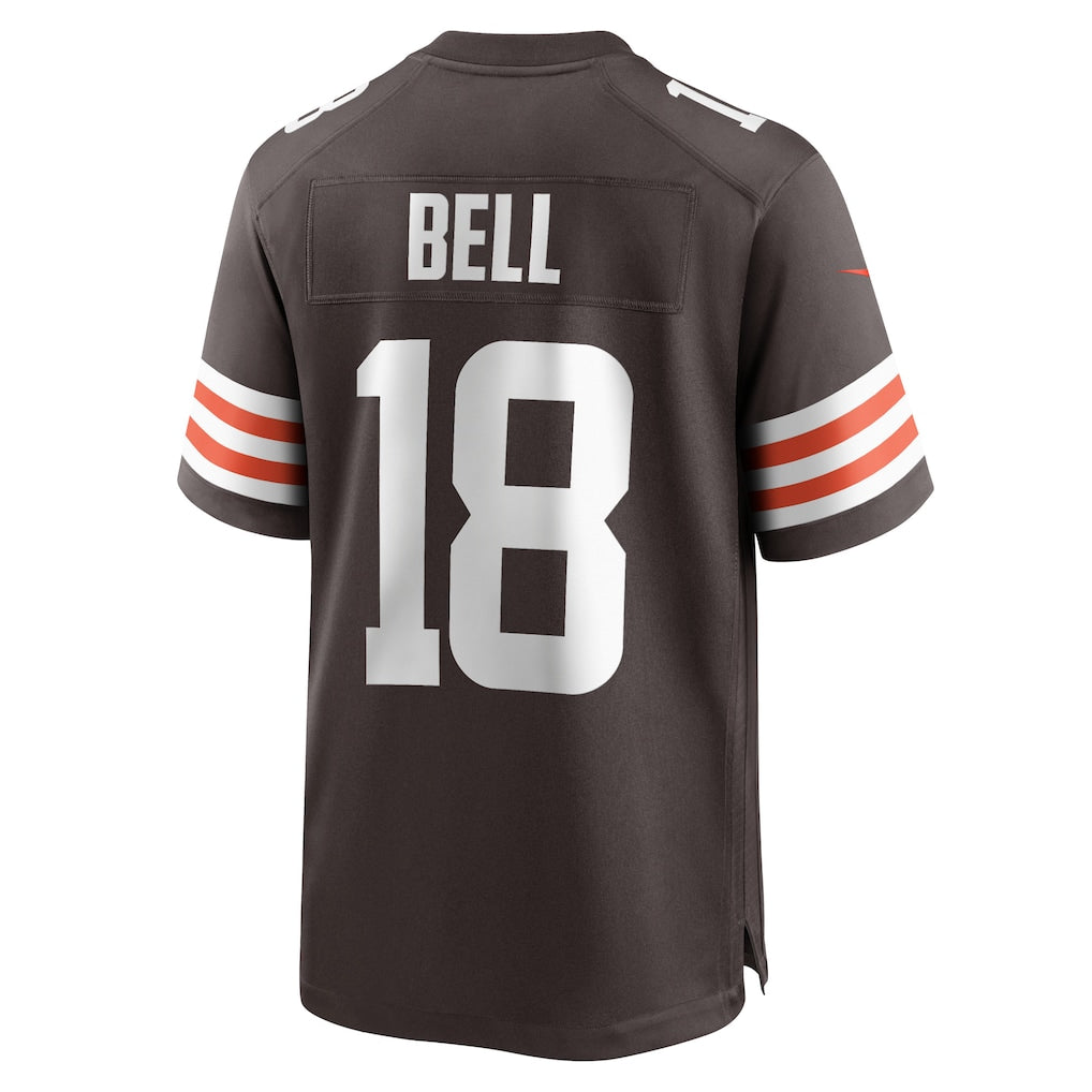 Punc C.Browns #18 David Bell Brown Game Jersey