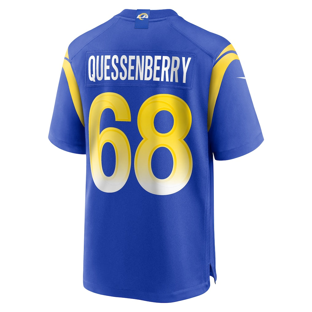 Punc LA.Rams #68 David Quessenberry Royal Team Game Jersey