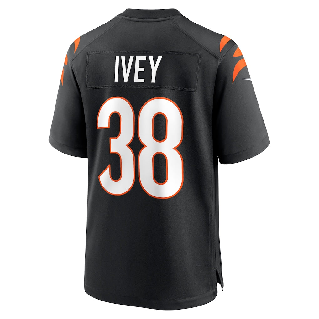 Punc C.Bengals #38 DJ Ivey Black Team Game Jersey