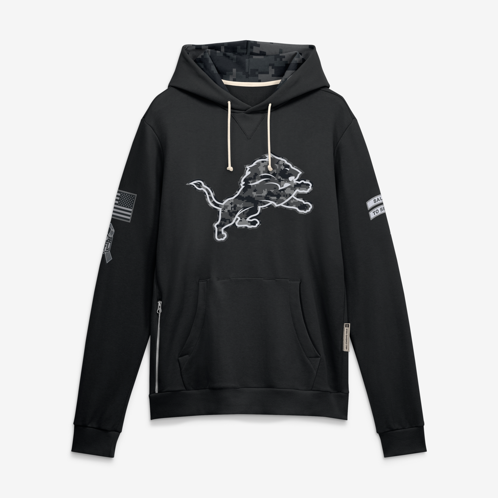 Punc D.Lions Black 2026 Salute to Service Sideline Dri-FIT Pullover Hoodie Jerseys