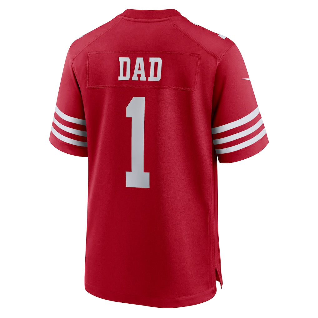 Punc SF.49ers #1 Dad Scarlet Game Jersey