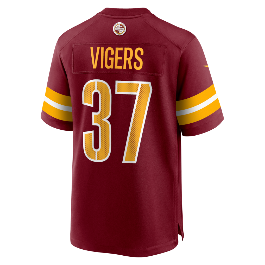 Punc W.Commanders #37 Car'lin Vigers Burgundy Team Game Jersey