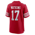 Punc SF.49ers #17 Jordan Watkins Scarlet Team Game Jersey