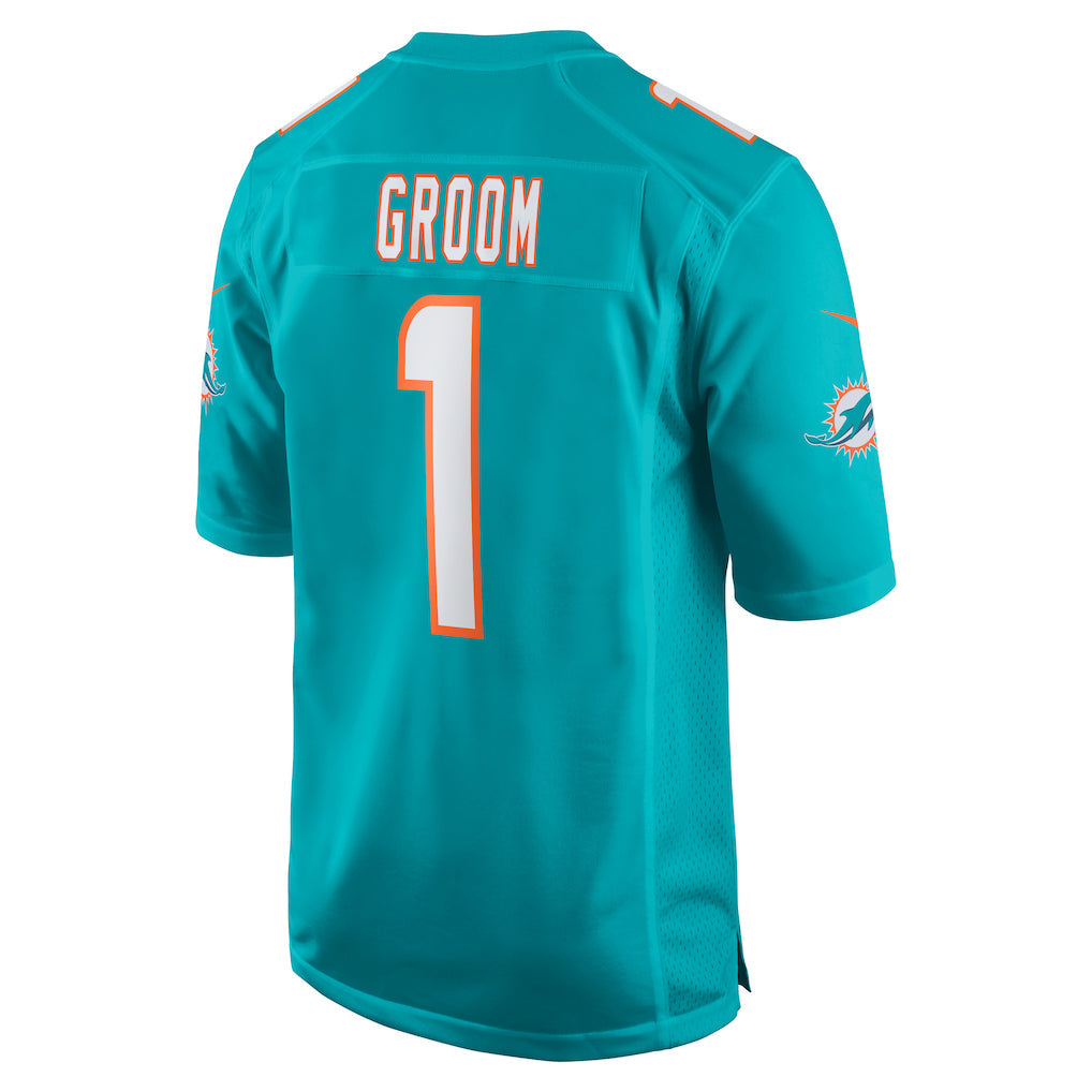 Punc M.Dolphins #1 Groom Aqua Game Jersey