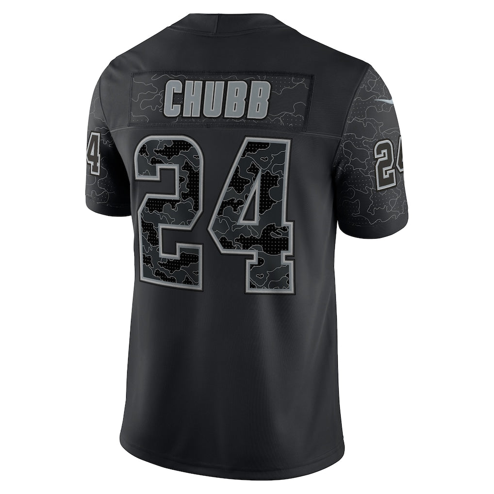 Punc C.Browns #24 Nick Chubb Black RFLCTV Limited Jersey