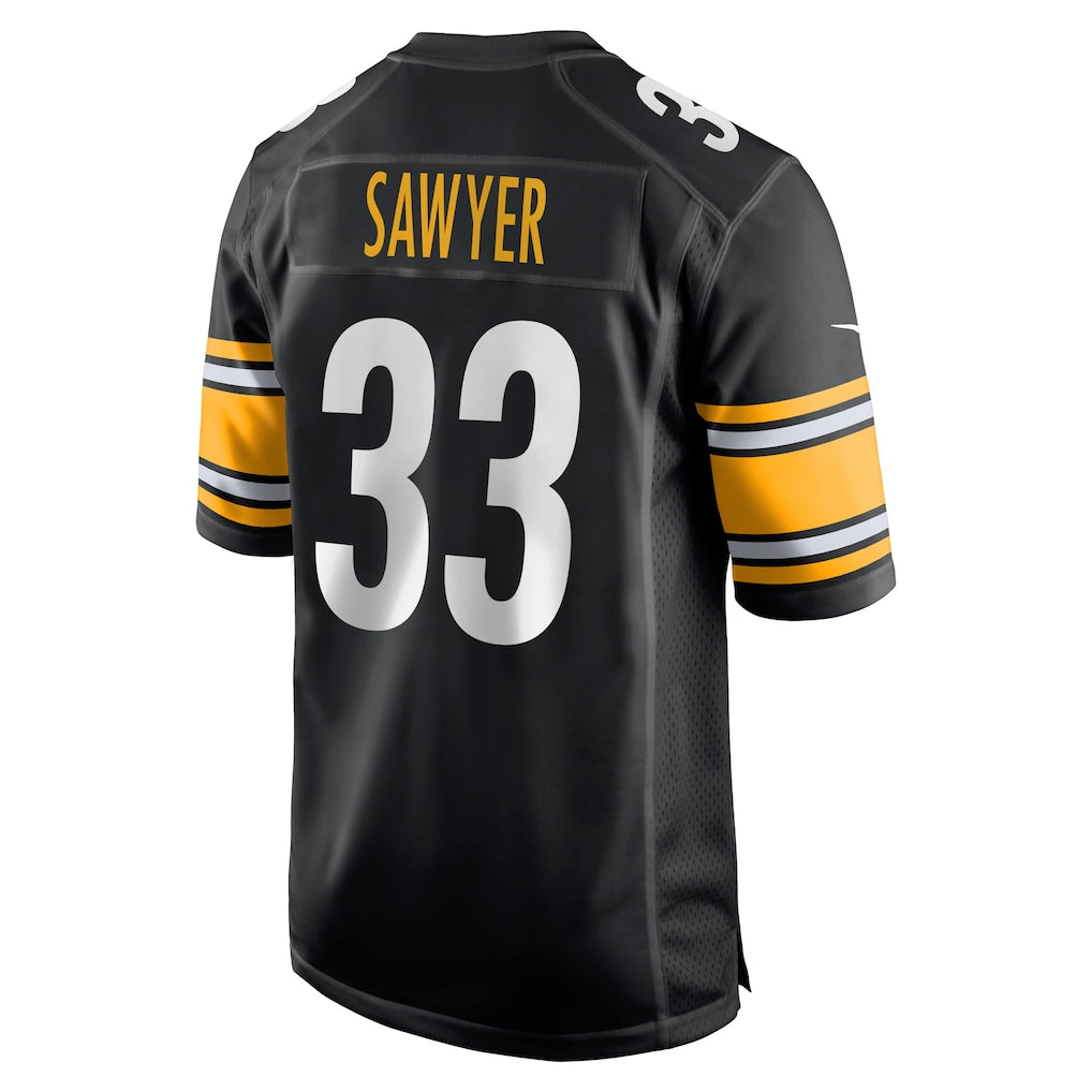 Punc P.Steelers #33 Jack Sawyer Black Team Game Jersey