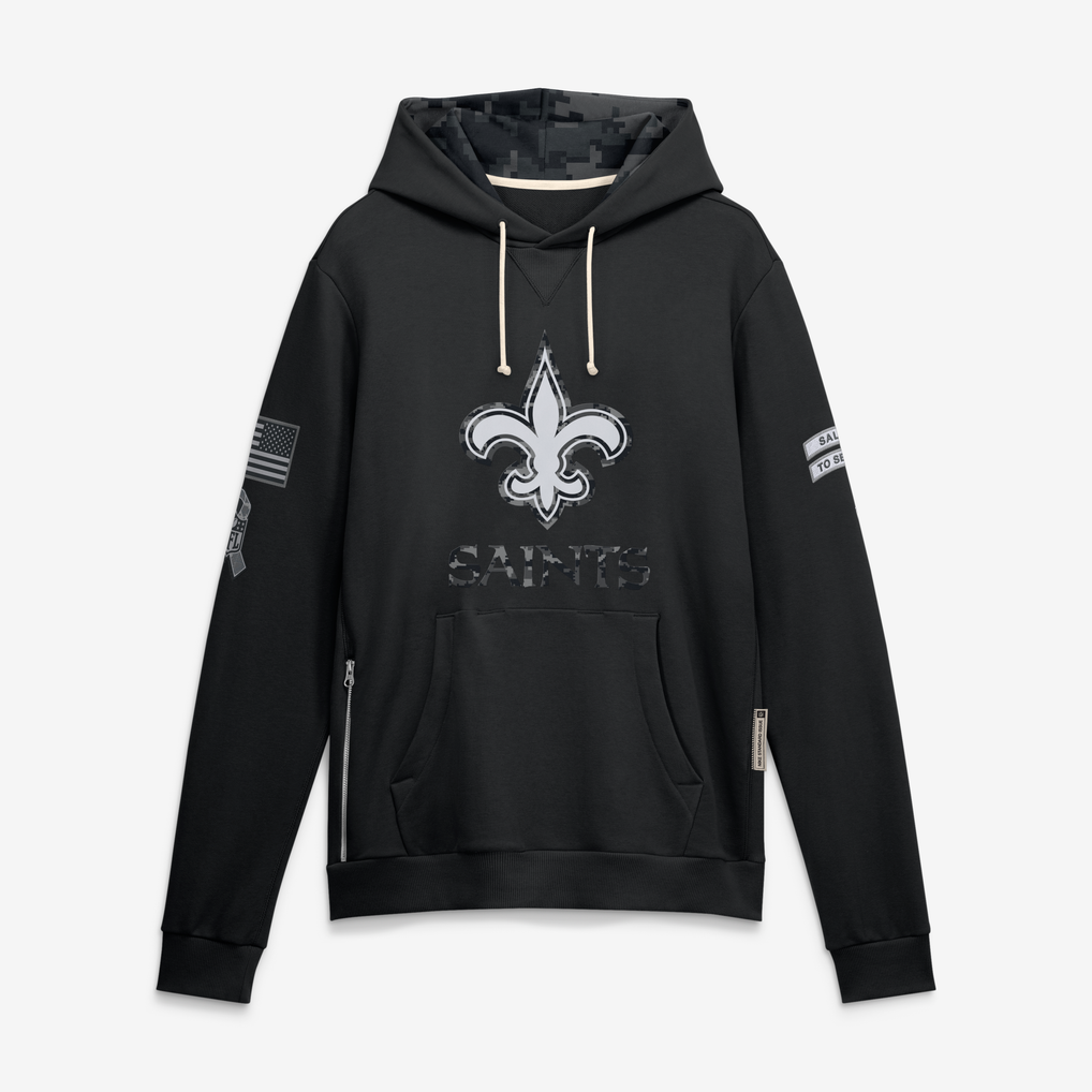 Punc NO.Saints Black 2026 Salute to Service Sideline Dri-FIT Pullover Hoodie Jerseys