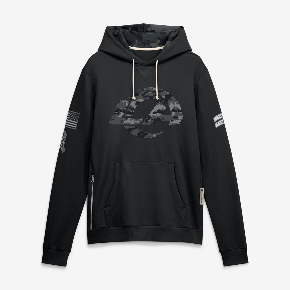 Punc LA.Rams Black 2026 Salute to Service Sideline Dri-FIT Pullover Hoodie Jerseys