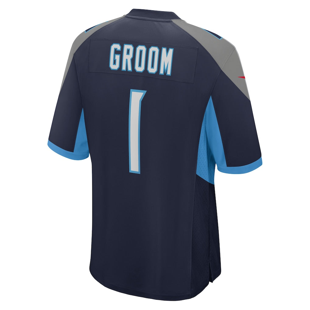 Punc T.Titans #1 Groom Navy Game Jersey