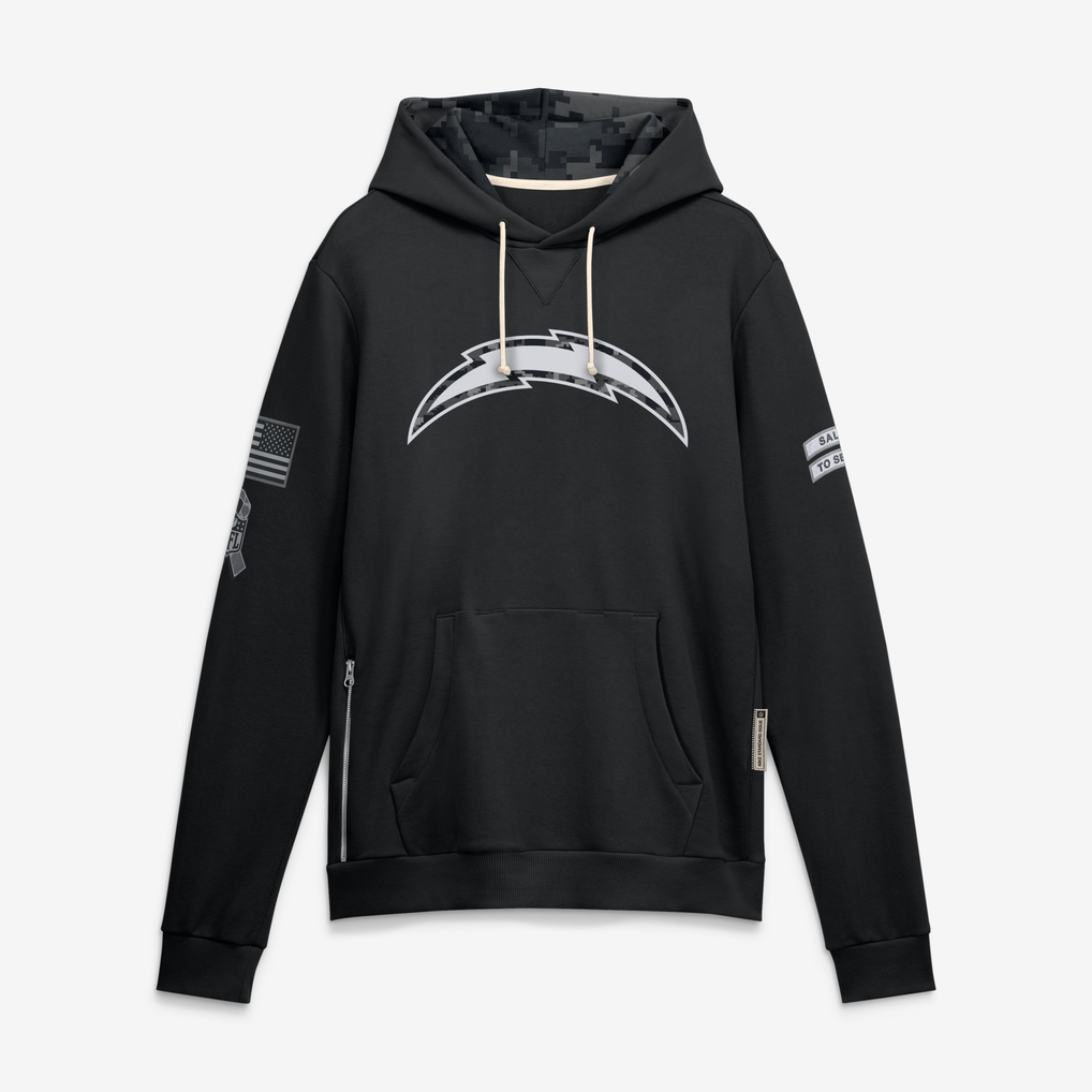 Punc LA.Chargers Black 2026 Salute to Service Sideline Dri-FIT Pullover Hoodie Jerseys