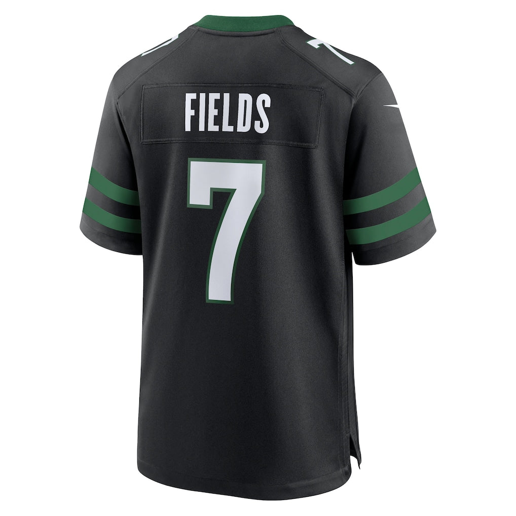 Punc NY.Jets #7 Justin Fields Stealth Black Game Jersey