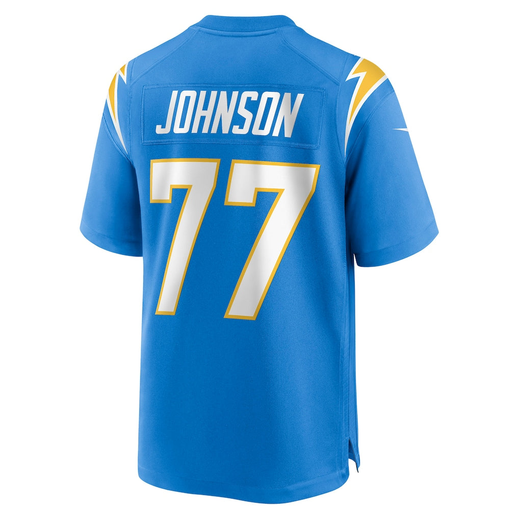 Punc LA.Chargers #77 Zion Johnson Powder Blue Player Game Jersey