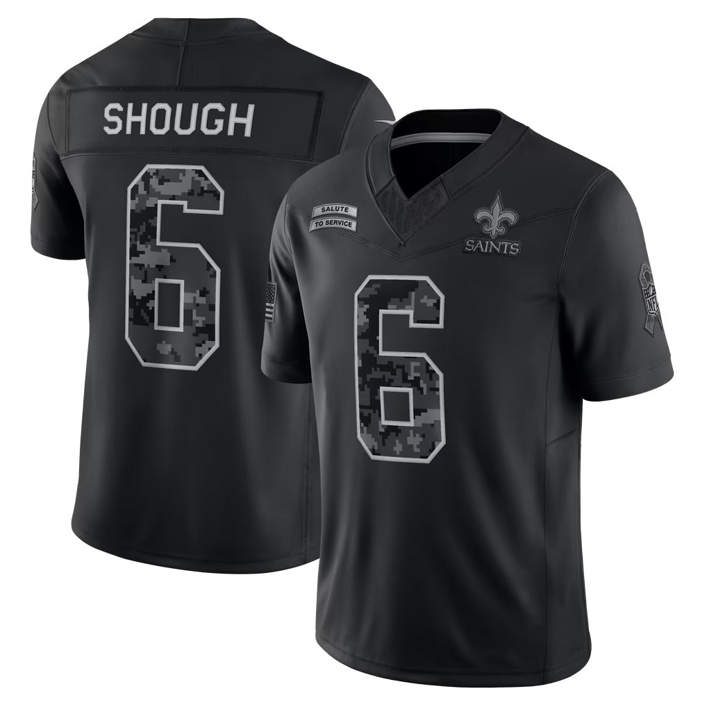 Punc NO.Saints #6 Tyler Shough Player Black Limited 2026 Salute to Service Home Game Stitched Jerseys