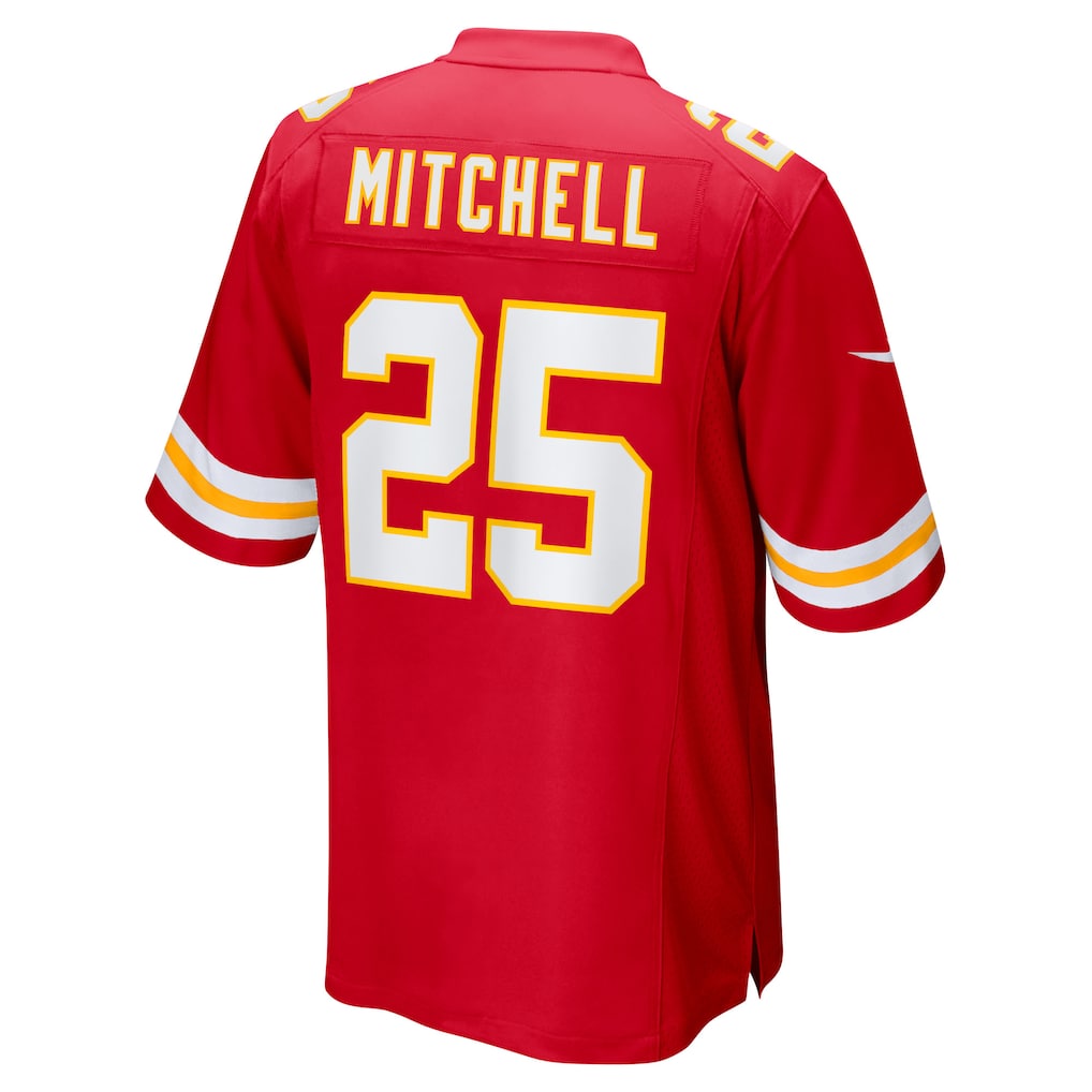 Punc KC.Chiefs #25 Elijah Mitchell Red Team Game Jersey