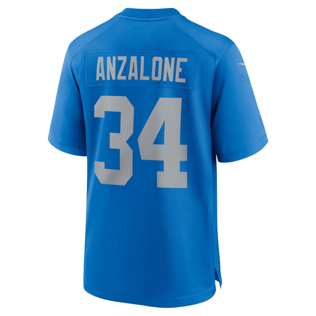 Punc D.Lions #34 Alex Anzalone Blue Alternate Game Jersey