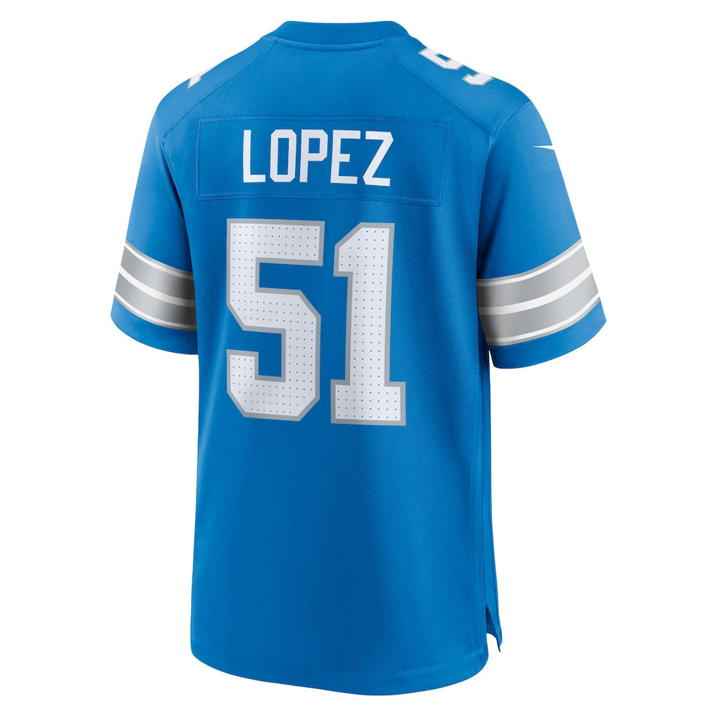 Punc D.Lions #51 Roy Lopez Blue Team Game Jersey