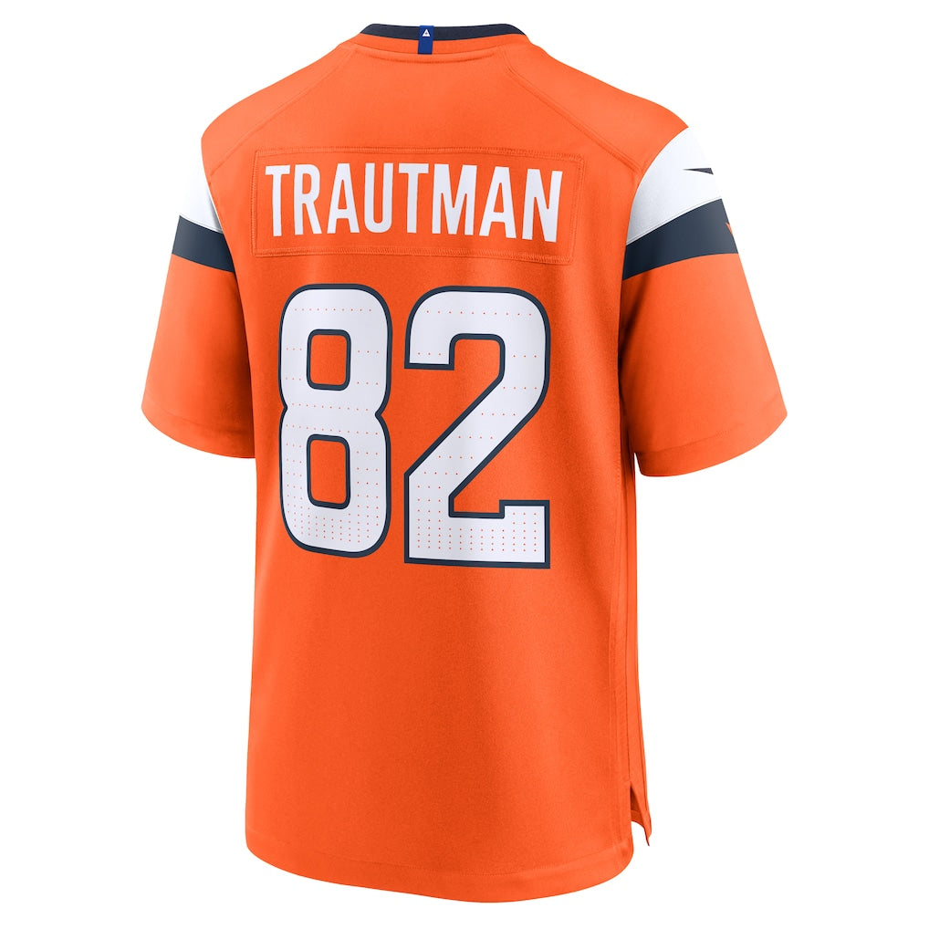Punc D.Broncos #82 Adam Trautman Orange Team Game Jersey