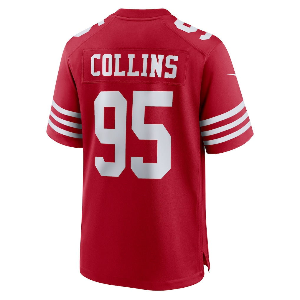 Punc SF.49ers #95 Alfred Collins Scarlet Team Game Jersey