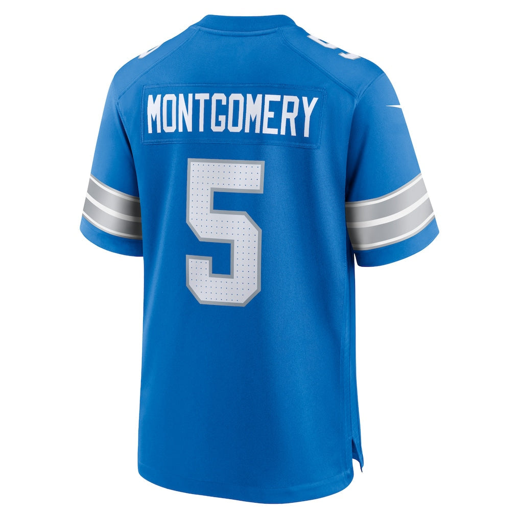 Punc D.Lions #5 David Montgomery Blue Game Jersey
