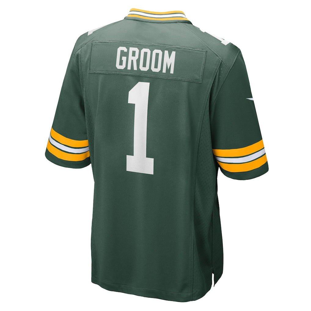 Punc GB.Packers #1 Groom Green Game Jersey