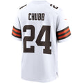 Punc C.Browns #24 Nick Chubb White Game Jersey