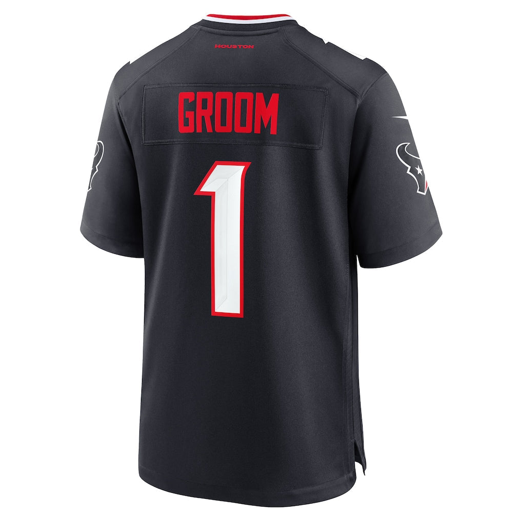 Punc H.Texans #1 Groom Navy Game Jersey
