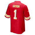 Punc KC.Chiefs #1 Groom Red Game Jersey