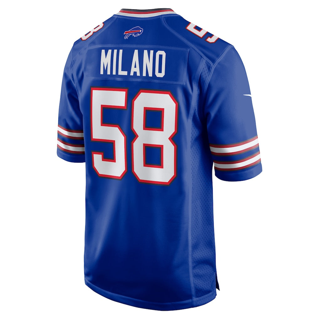 Punc B.Bills #58 Matt Milano Royal Game Jersey
