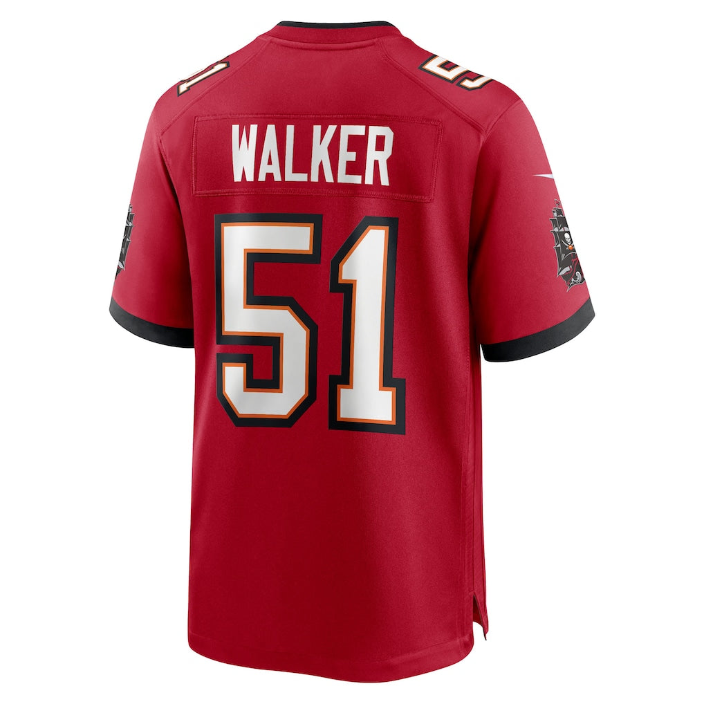 Punc TB.Buccaneers #51 David Walker Red Team Game Jersey