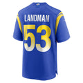 Punc LA.Rams #53 Nate Landman Royal Team Game Jersey